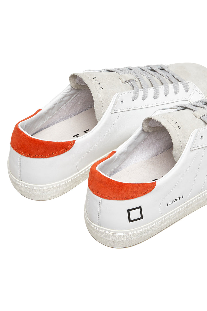 DATE Sneaker HILL LOW VINTAGE CALF WHITE-CORAL - Mancinelli 1954