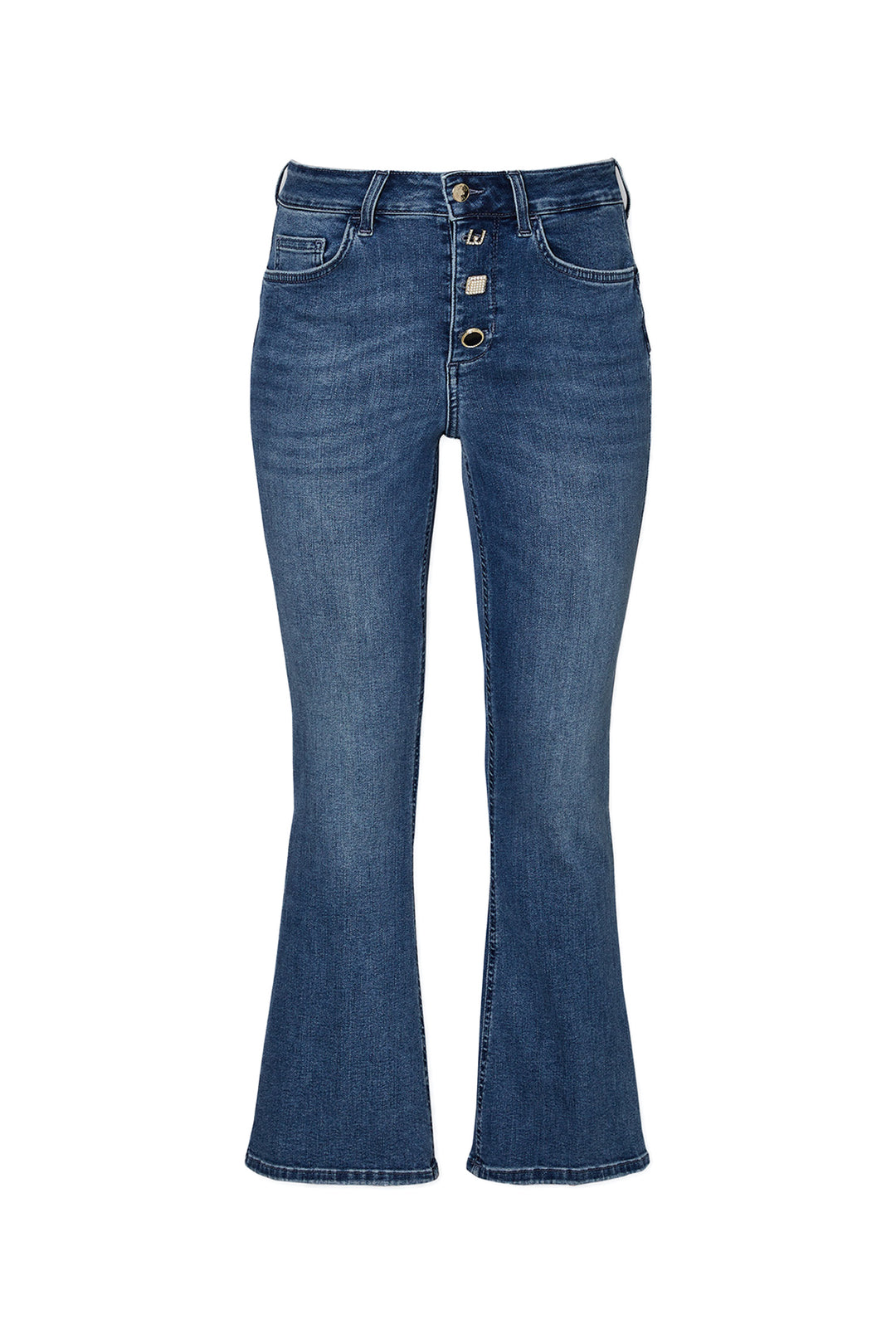 LIU JO Jeans bootcut cropped in denim stretch con bottoni - Mancinelli 1954