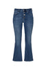 Jeans bootcut cropped in denim stretch con bottoni